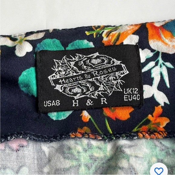 Hearts & Roses Dress Floral Print Fit & Flare Rockabilly EU 40, UK 12, US 8 - Picture 7 of 9